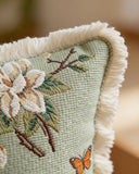 SOGA 2X 45cm Matcha Green French Vintage Butterfly Loves Flowers Tassel Throw pillow