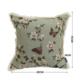 SOGA 45cm Matcha Green French Vintage Butterfly Loves Flowers Tassel Throw pillow