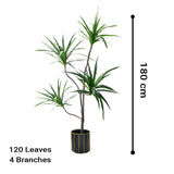 SOGA 2X 180cm Realistic Artificial Dracaena, Rubberised Silk Cloth + Iron Wire, Home Decor