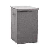 SOGA Grey Medium Collapsible Laundry Hamper Storage Box Foldable Canvas Basket Home Organiser Decor