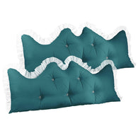 SOGA 2X 180cm Blue-Green Princess Bed Pillow Headboard Backrest Bedside Tatami Sofa Cushion with Ruffle Lace Home Decor