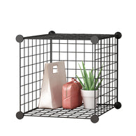 SOGA Black Portable Single Cube Storage Organiser Foldable DIY Modular Grid Space Saving Shelf