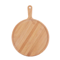 SOGA 7 inch Blonde Round Premium Wooden Serving Tray Board Paddle with Handle Home Decor