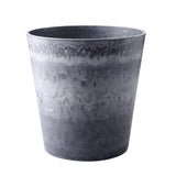 SOGA 27cm Weathered Grey Round Resin Plant Flower Pot in Cement Pattern Planter Cachepot for Indoor Home Office