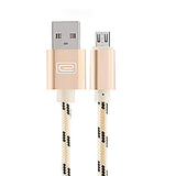 Android 1.5M MFI Metal Braided Lightning USB Cable Gold