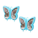 SOGA Blue Butterfly Shape Wall-Mounted Makeup Organiser Dustproof Waterproof Bathroom Storage Box Home Decor