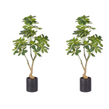 SOGA 2X 120cm Artificial Natural Green Schefflera Dwarf Umbrella Tree Fake Tropical Indoor Plant Home Office Decor