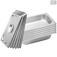 SOGA 6X Gastronorm GN Pan Full Size 1/3 GN Pan 6.5 cm Deep Stainless Steel Tray with Lid