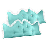 SOGA 2X 180cm Light Blue Princess Bed Pillow Headboard Backrest Bedside Tatami Sofa Cushion with Ruffle Lace Home Decor