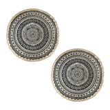 SOGA 2X Black Carpet Soft Linen Bohemian Non-Slip Floor Retro Minimalist Round Rug Home Decor with Tassels