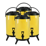 SOGA 4X 8L Stainless Steel Insulated Milk Tea Barrel Hot and Cold Beverage Dispenser Container with Faucet Yellow