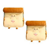 SOGA 2X Smiley Face Toast Bread Wedge Cushion Stuffed Plush Cartoon Back Support Pillow Home Decor