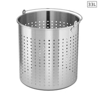 SOGA 33L 18/10 Stainless Steel Perforated Stockpot Basket Pasta Strainer with Handle