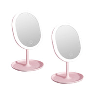 SOGA 2X 20cm Pink Rechargeable LED Light Makeup Mirror Tabletop Vanity Home Decor