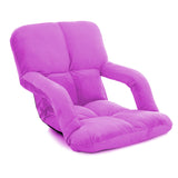 SOGA  Foldable Lounge Cushion Adjustable Floor Lazy Recliner Chair with Armrest Purple