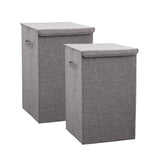 SOGA 2X  Grey Medium Collapsible Laundry Hamper Storage Box Foldable Canvas Basket Home Organiser Decor