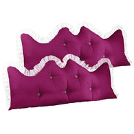 SOGA 2X 150cm Burgundy Princess Bed Pillow Headboard Backrest Bedside Tatami Sofa Cushion with Ruffle Lace Home Decor