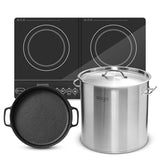 SOGA Dual Burners Cooktop Stove 30cm Cast Iron Skillet and 21L Stainless Steel Stockpot 30cm