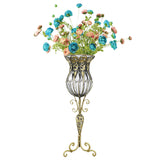 SOGA 85cm Clear Glass Tall Floor Vase with 12pcs Artificial Fake Flower Set