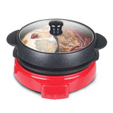 2 in 1 Electric Steamboat Hotpot Teppanyaki Asian Soup Fondue With Division