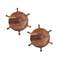 SOGA 2X  6 pcs Brown Round Divisible Wood Pizza Server Food Plate Board Pizza Paddle Cutting Board Home Decor