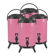 SOGA 4X 8L Stainless Steel Insulated Milk Tea Barrel Hot and Cold Beverage Dispenser Container with Faucet Pink