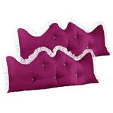 SOGA 2X 180cm Burgundy Princess Bed Pillow Headboard Backrest Bedside Tatami Sofa Cushion with Ruffle Lace Home Decor