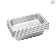 SOGA 4X Gastronorm GN Pan Full Size 1/3 GN Pan 6.5 cm Deep Stainless Steel Tray