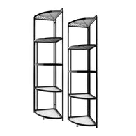 SOGA 2X 5 Tier Steel Triangular  Corner Stand Multi-Functional Shelves Portable Storage Organizer