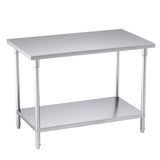 SOGA 2-Tier Commercial Catering Kitchen Stainless Steel Prep Work Bench Table 120*70*85cm