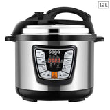 SOGA Stainless Steel Electric Pressure Cooker 12L Nonstick 1600W