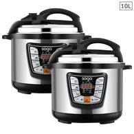 SOGA 2X Stainless Steel Electric Pressure Cooker 10L Nonstick 1600W