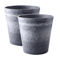 SOGA 2X 37cm Weathered Grey Round Resin Plant Flower Pot in Cement Pattern Planter Cachepot for Indoor Home Office