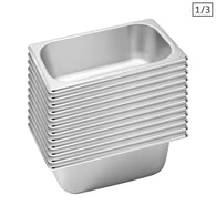 SOGA 12X Gastronorm GN Pan Full Size 1/3 GN Pan 10cm Deep Stainless Steel Tray