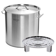 SOGA 21L Stainless Steel Stock Pot with One Steamer Rack Insert Stockpot Tray