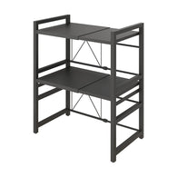 SOGA 3 Tier Steel Black Retractable Kitchen Microwave Oven Stand Multi-Functional Shelves Storage Organizer