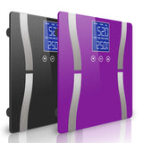 SOGA 2X Glass LCD Digital Body Fat Scale Bathroom Electronic Gym Water Weighing Scales Black/Purple