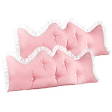 SOGA 2X 180cm Pink Princess Bed Pillow Headboard Backrest Bedside Tatami Sofa Cushion with Ruffle Lace Home Decor