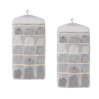 SOGA 2X Grey Double Sided Hanging Storage Bag Underwear Bra Socks Mesh Pocket Hanger Home Organiser