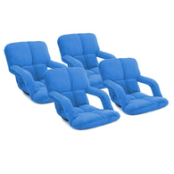 SOGA 4X Foldable Lounge Cushion Adjustable Floor Lazy Recliner Chair with Armrest Blue