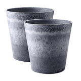 SOGA 2X 32cm Weathered Grey Round Resin Plant Flower Pot in Cement Pattern Planter Cachepot for Indoor Home Office