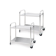 SOGA 2X 2 Tier 81x46x85cm Stainless Steel Kitchen Dining Food Cart Trolley Utility Round Small