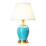 SOGA Ceramic Oval Table Lamp with Gold Metal Base Desk Lamp Blue