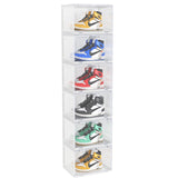 SOGA 6 Tier Transparent Portable Shoe Organiser Sneaker Footwear Folding Plastic Bin Stackable Storage Box with Magnetic Door