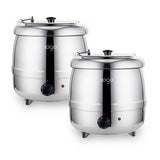 SOGA 2x 10L Soup Kettle Commercial Soup Pot Electric Soup Maker Stainless Steel