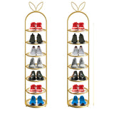 SOGA 2X 7 Tier Bunny Ears Shape Gold Plated Metal Shoe Organizer Space Saving Portable Footwear Storage Shelf