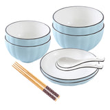 SOGA Blue Japanese Style Ceramic Dinnerware Crockery Soup Bowl Plate Server Kitchen Home Decor Set of 6