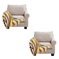 SOGA 2X 170cm Yellow Zigzag Striped Throw Blanket Acrylic Wave Knitted Fringed Woven Cover Couch Bed Sofa Home Decor