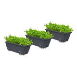 SOGA 49.5cm Black Rectangular Planter Vegetable Herb Flower Outdoor Plastic Box with Holder Balcony Garden Decor Set of 3