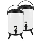 SOGA 2X 8L Stainless Steel Insulated Milk Tea Barrel Hot and Cold Beverage Dispenser Container with Faucet White